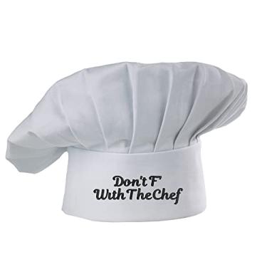 Imagem de Boné bordado engraçado Don't F com o chef chef adulto ajustável elástico padeiro cozinha cozinha chef boné presente mãe, pai, branco, Branco, Small-4X-Large