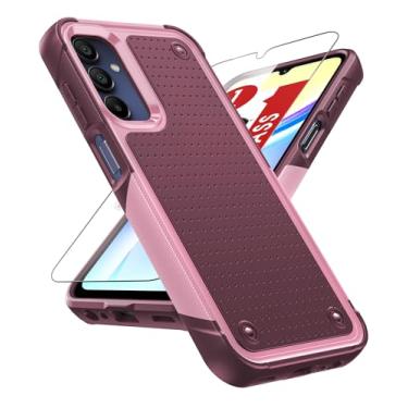 Imagem de LeYi Capa para celular Galaxy-A15-5G: Capa para Samsung Galaxy A15 5G com protetor de tela, capa protetora de camada dupla de policarbonato rígido e amortecedor macio resistente a choque capa para