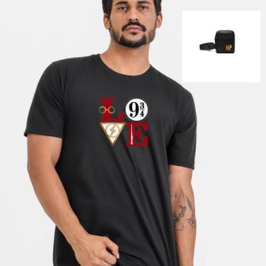 Imagem de Camiseta Masculina De Algodão+Shoulder-Coleção Filmes-Harry Potter - L