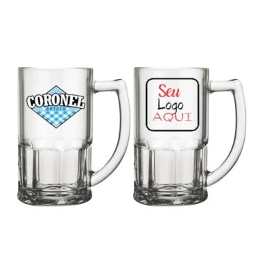 Imagem de 24 Canecas Personalizadas 340 ml Vidro Cerveja Logo Lembrancinha Chopp Bar Restaurante