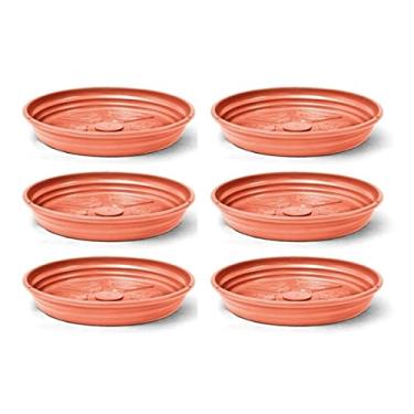 Imagem de Kit 6 Prato De Vaso e Planta Coletor de Agua 17cm X 2cm De Plástico Reciclado N1,5 Suporte Cerâmica Terracota