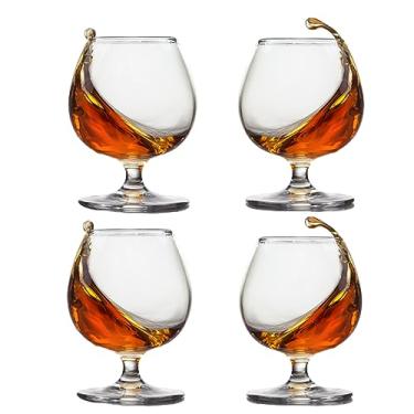 Imagem de ninesung Conjunto de 4 copos de uísque, copo de bourbon, copos à moda antiga, taça de vinho de haste curta de 326 g para bebidas espirituosas, vodka, uísque, conhaque, coquetéis para o domingo de