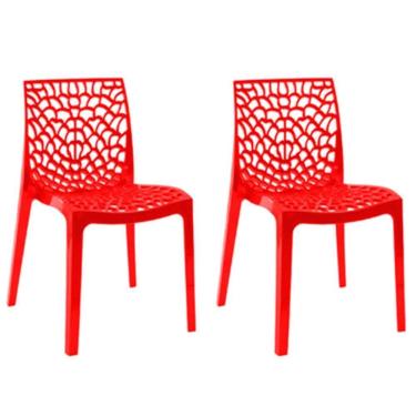 Imagem de Kit 2 Cadeiras Gruvyer Estrutura Em Polipropileno Fratini Vermelho