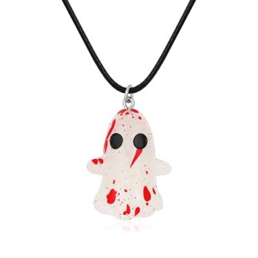 Imagem de Catuni Colar de fantasma de Halloween que brilha no escuro, pingente de fantasma de sangue, joia de fantasia de Halloween para mulheres, Resina, Sem Pedra Preciosa