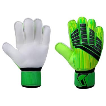 Imagem de Tachiuwa Luvas de goleiro Luvas de futebol Látex espessado Respirável Alça de pulso ajustável Antiderrapante Proteção para as mãos Luvas de goleiro, Verde, 9cm