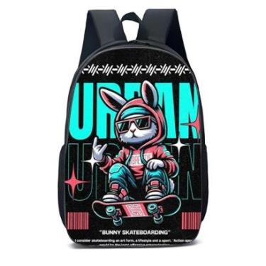 Imagem de MOCHILA ESCOLA INFANTIL JUVENIL ANIME COELHO ANDANDO DE SKATE-Unissex