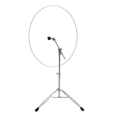 Imagem de Drum Shield, 55,88 cm - Pacote com 4 kit de bateria de acrílico cristalino, gaiola de bateria, suporte padrão de gravação ao vivo Muffles no suporte de pratos, protetor de som de desempenho (56 cm