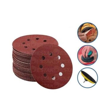 Imagem de Kit 100 Disco de Lixa Vermelho Ferro 125mm Grão 220 Roto Orbital - Sta