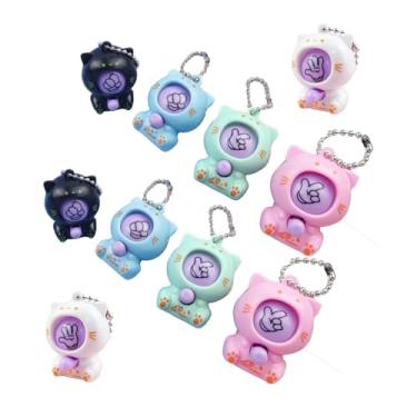 Imagem de rockible 10x Chaveiros Engraçados Pequenos Pingentes de Animais de Desenho Animado Chaveiros Elegantes Decoração de Carteira Jogo de Pedra, Papel e Tesoura Cor