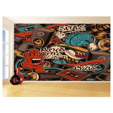 Imagem de Papel De Parede 3D Arte Graffiti Mural Grafite 3,5M Tra93 - Você Decor