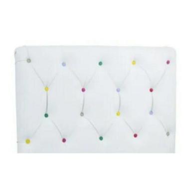 Imagem de Cabeceira Infantil Estofada Botão Colorido Em material sintético Branc