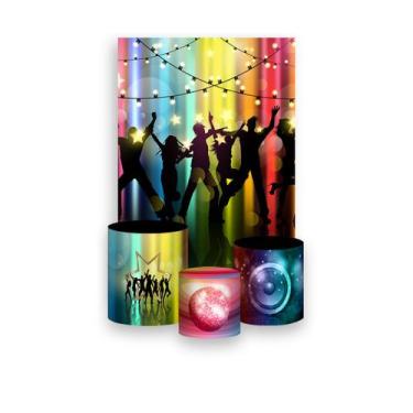 Imagem de Painel De Festa Vertical 1,50 x 2,20 + Trio De Capas Cilindro - Anos 8