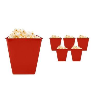 Imagem de Kit 6 Pipoqueira Retrô Vermelho 2,6L Plástico Premium - Bb Store