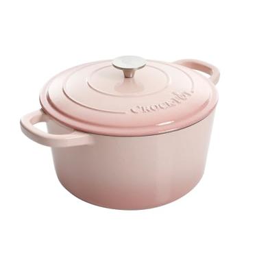 Imagem de Crock-Pot Forno holandês de ferro fundido esmaltado redondo, 7 quartos, rosa blush