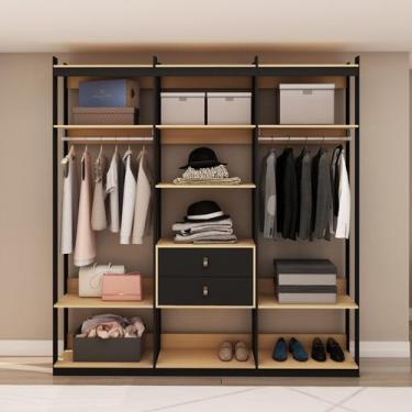 Imagem de Guarda Roupas Closet 2 gavetas 2 Cabideiros e 6 prateleiras CB0079 Lin