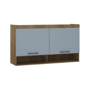 Imagem de Armário Aéreo Maleiro Modulado 145cm 2 Portas Basculantes Paris Avelã Pf Com Grey Sky Pf