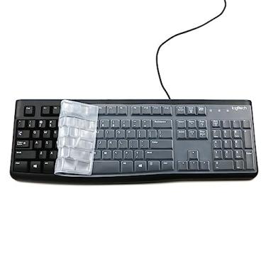 Imagem de YongMai Capa de teclado de silicone para Logitech MK120 K120, capa de teclado para teclados sem fio ergonômicos Logitech MK120 K120, impermeável, à prova de poeira, fácil de limpar (transparente)