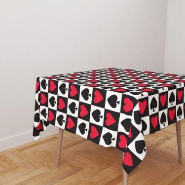 Imagem de Toalha De Mesa Quadrada 4 Lugares Tecido Oxford Quadriculado Naipes Ba