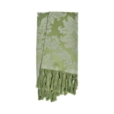 Imagem de Manta para sofá em Tecido Jacquard Verde Pistache Medalhão Tradicional