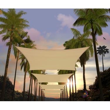 Imagem de Amgo 12' X 20' Retângulo Bege Sun Shade Vela Toldo Upf50 + Agtapr1220, 95% de Bloqueio Uv, Permeável À Água e Ao Ar, Comercial e Residencial, (Fazemos Tamanho Personalizado)