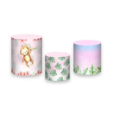 Imagem de Trio de Capas de Cilindro - Safari Macaquinho Cute Rosa 005 - Via Core