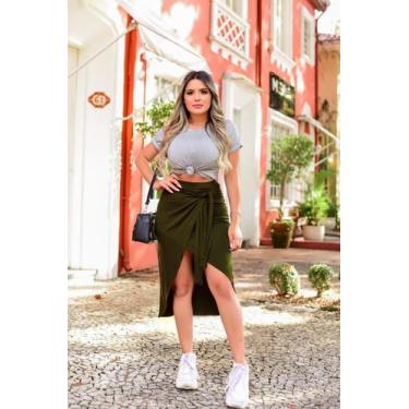 Imagem de Saia Curta Mullet Amarração na Cintura - luh may, Verde, GG