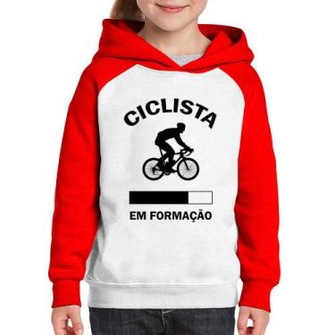 Imagem de Moletom Infantil Ciclista em formação - Foca na Moda, Branco, Vermelho