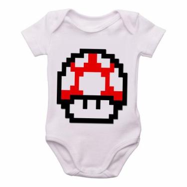 Imagem de body nenê criança roupa bebê Super Mario Mushroom - Empório Dutra, GG 