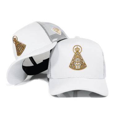 Imagem de Boné Trucker Telinha Aba Curva Couro Nossa Senhora Aparecida - Pampas 