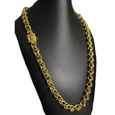 Imagem de Cordão friso s vazado 13mm fecho são jorge - banhado a ouro - ToJoia18