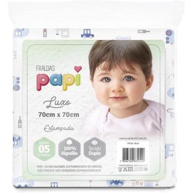 Imagem de Fralda de Pano Luxo Comum Tecido Duplo Estampada 5 Unidades 70x70cm - 