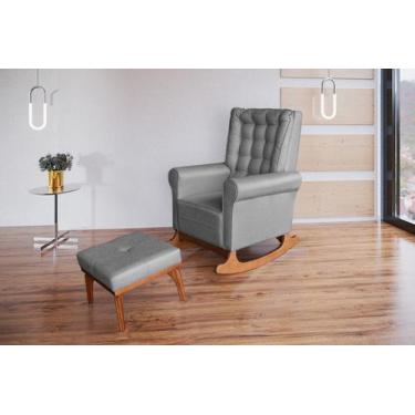 Imagem de Poltrona Amamentação Aquila Luxo Balanço com Puff Suede Grafite com Ca