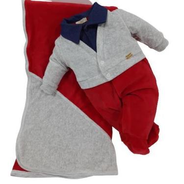 Imagem de Saida de Maternidade Plush Bebê Menino Zafielo Luxo Ref 2064, P ( 2 - 