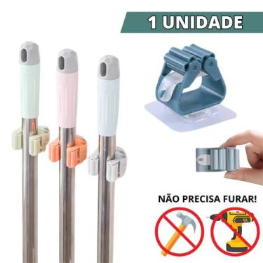Imagem de Suporte Vassoura Rodo Para Parede Gancho Adesivo Organizador Mop Vasso