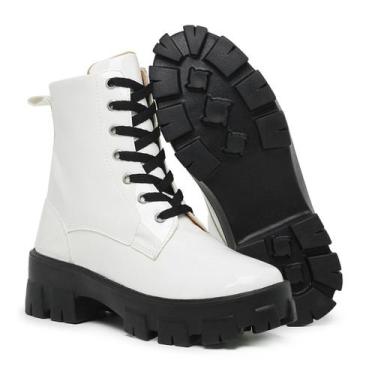 Imagem de Bota Feminina Coturno Feminina Montaria Blogueira, Blogueirinha Verniz