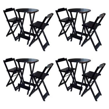 Imagem de Kit 4 Jogos de Mesa Bistrô de Madeira com 2 Cadeiras Dobravel Ideal pa