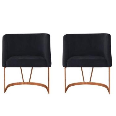Imagem de Kit 02 Poltrona Cadeira Aurora Luxo Confort Industrial Ferro Bronze Su