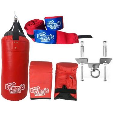 Imagem de Kit Boxe - Saco de Pancada Cheio 60 cm + Luva Bate Saco + Bandagem Box