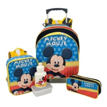 Imagem de Kit Mochila Escolar Meninos Mickey Mouse Color Rodinhas M F5 - proprio