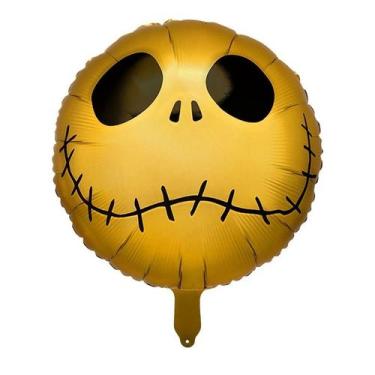Imagem de Balão de Festa Metalizado 20" 50cm - Redondo Crânio Ouro - 1 unidade -