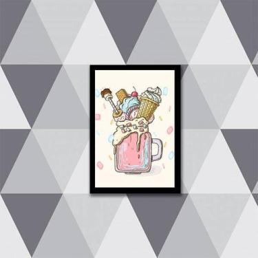 Imagem de Quadro Ilustração Sorvete Sunday 33x24cm - com vidro - Quadros On-line
