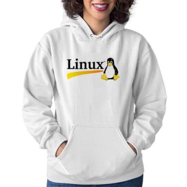 Imagem de Moletom Feminino Linux - Foca na Moda, Branco, GG
