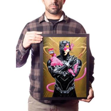 Imagem de Quadro Decorativo Arte A Pantera Negra Cor-de-rosa - Fanarte