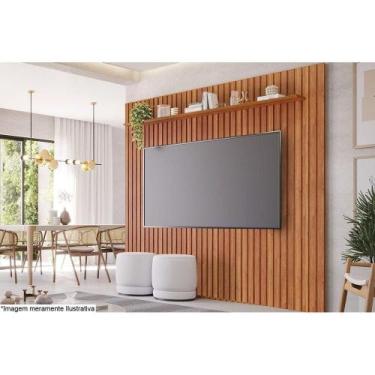 Imagem de Painel Home p/ TV até 75 Pol Maragogi Ripado c/ Prateleira 230x220cm C