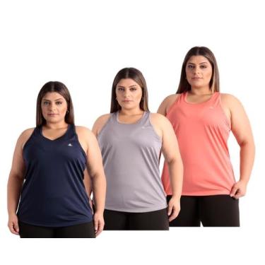 Imagem de KIT 3 Blusas Regatas Plus Size Dry Fit Fitness Academia - Força do Sol