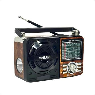 Imagem de Rádio Mex Retrô Recarregável AM, FM, USB, Receptor 9 Bandas, Marrom