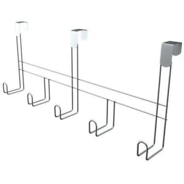 Imagem de Cabide para porta com 5 ganchos 41cm x 16cm x 8cm cromado ref 571 stol