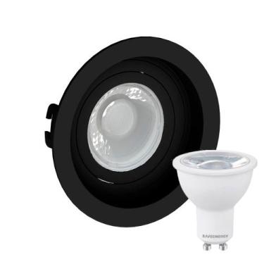 Imagem de Spot Embutir Redondo Recuado Dicroica Mr16 Preto + Lâmpada Dicroica 4,