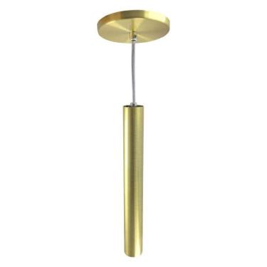 Imagem de Pendente Pendente Tubo Dourado 30Cm Cabo Cristal + Led - Iluminar Ambi
