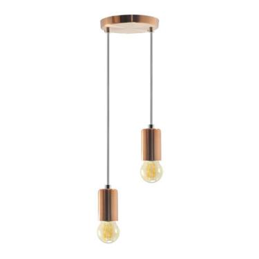 Imagem de Pendente Soquete Copinho E27 Rose Gold Duplo + Led G45 - Iluminar Ambi